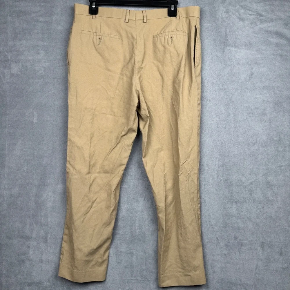 Lauren Ralph Lauren Mens 100% Wool Khaki‎ Straight Leg Dress Pants Total Comfort